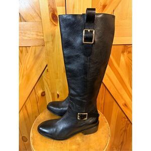 COLE HAAN Kenmare Tall Riding Boot Women Size 5B Black Leather Side Zip D42261